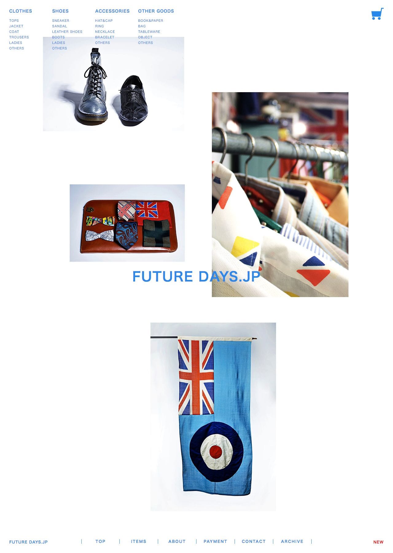 イギリス（ヨーロッパ）のヴィンテージ古着・雑貨の通販｜FUTURE DAYSのスクリーンショット - トップページ